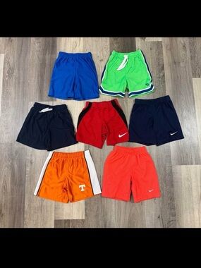 Nike Kids Mixed Color Athletic Shorts Pack - Blue Green Red Orange Navy Black